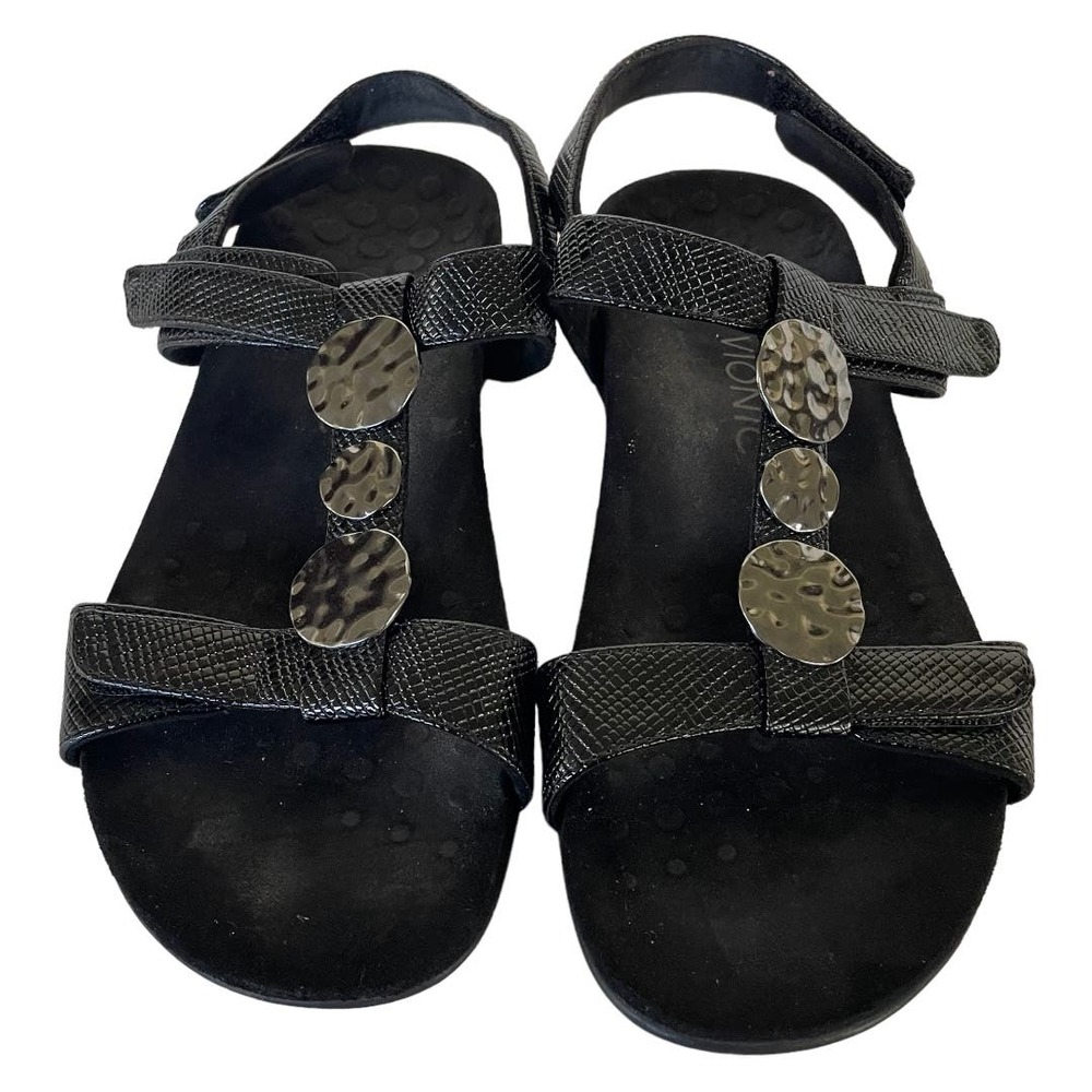 Vionic Size 8 Black Metallic Medallion Slingback sandals size 8